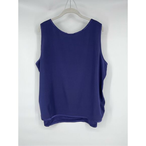 NEW Eileen Fisher Stretch Silk Charmeuse Sleeveless Top Rich Blue Violet Size 2X - Picture 2 of 9